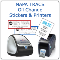 NAPA Tracs Oil Change Stickers and Printers